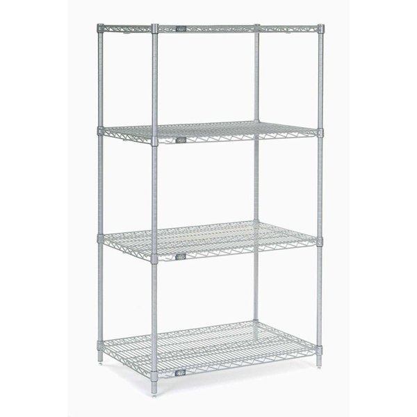 Nexel 5 Tier Silver Epoxy Wire Shelving Starter Unit, 48W x 18D x 74H 18487EP5